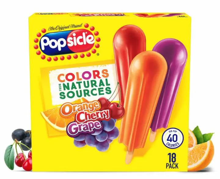 Popsicle Ice Pops Orange Cherry Grape popsicle brand flavors