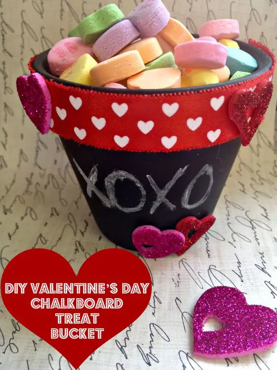 DIY Valentine’s Day Chalkboard Treat Bucket