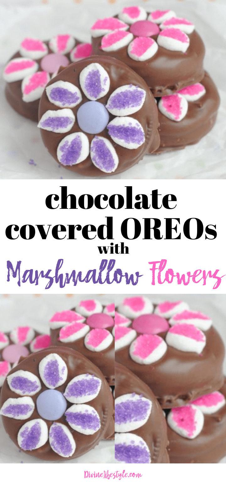 Chocolate Covered OREOs with Marshmallow Flowers Recipe