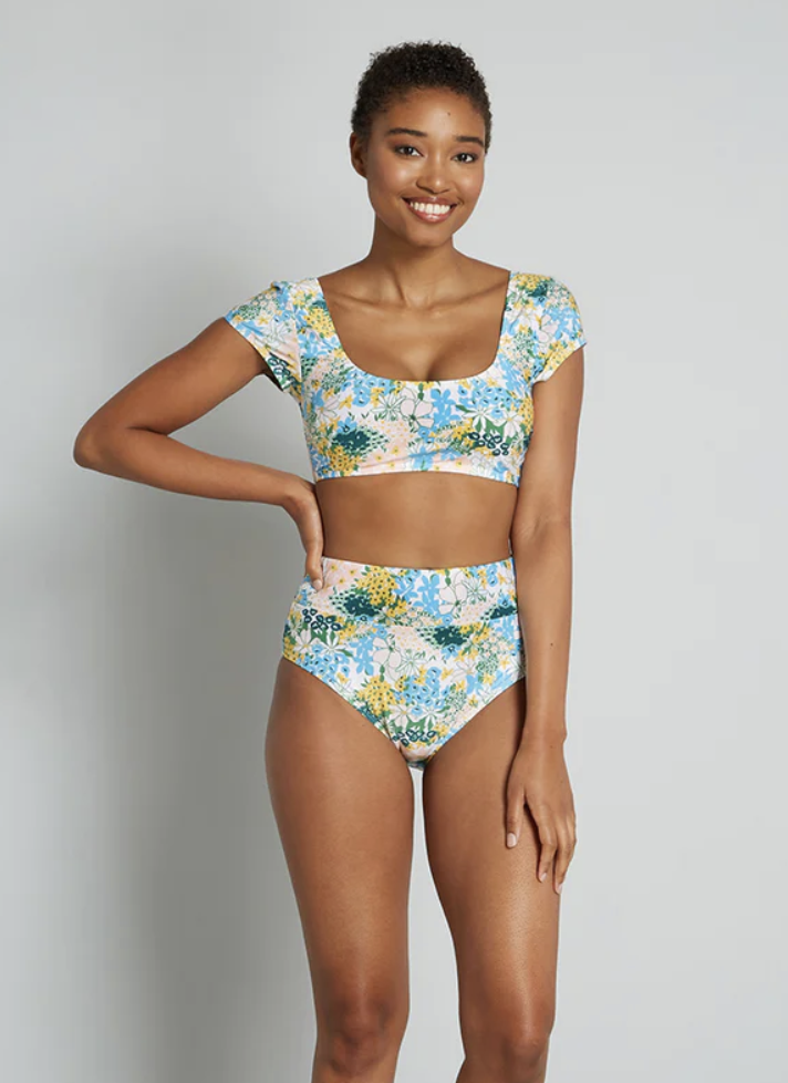 Modcloth Flattering Modest Swimsuits Amari Crop Bikini Top