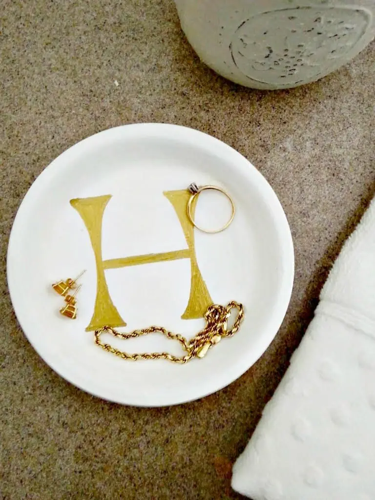 Monogram Trinket Dish DIY | Initial Jewelry Tray