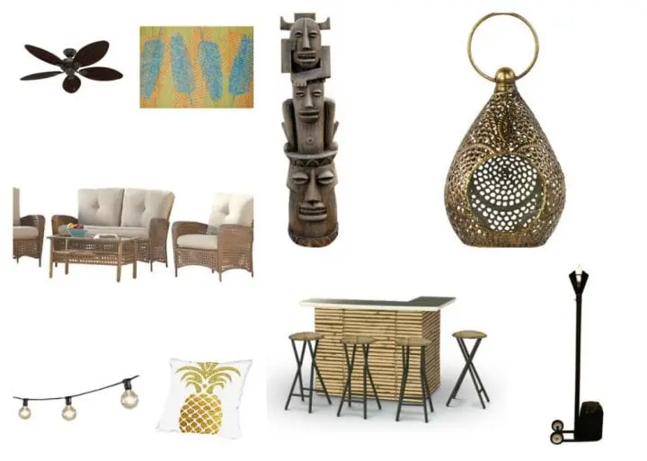 Tiki Chic Tropical Outdoor Living Space inspired by Wayfair