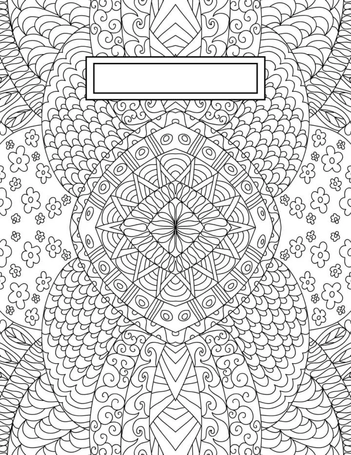 A complex line designs with flowers for adult coloring.