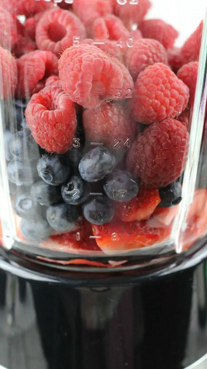 berries in blender