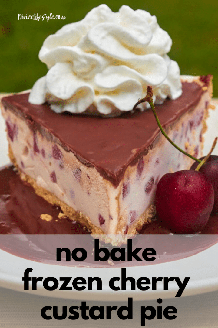 No Bake Frozen Cherry Custard Pie