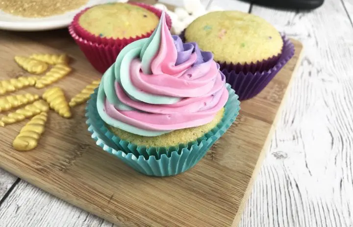 Unicorn Cupcakes Recipe Swirled frosting makes the unicorn cupcakes recipe so pretty.