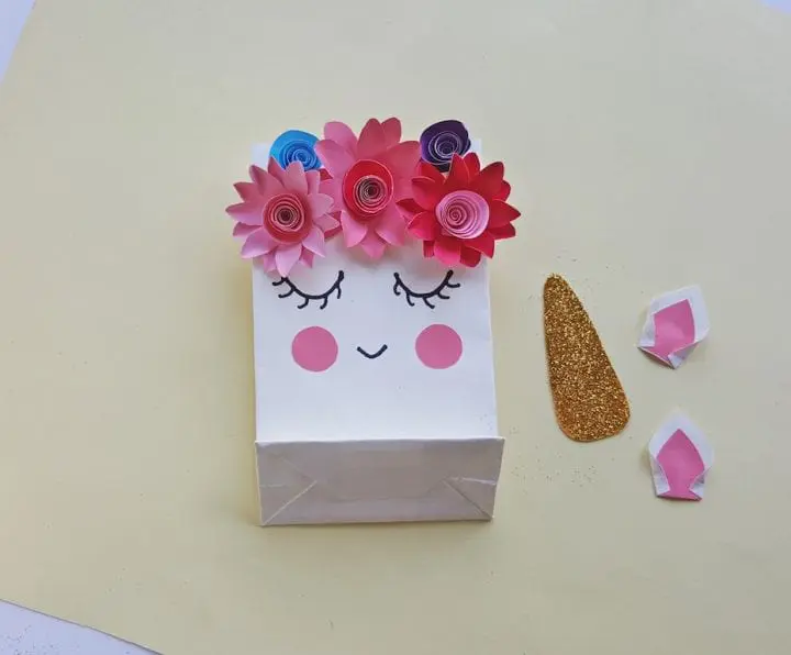 DIY Unicorn Gift Bag Handmade Paper Flowers