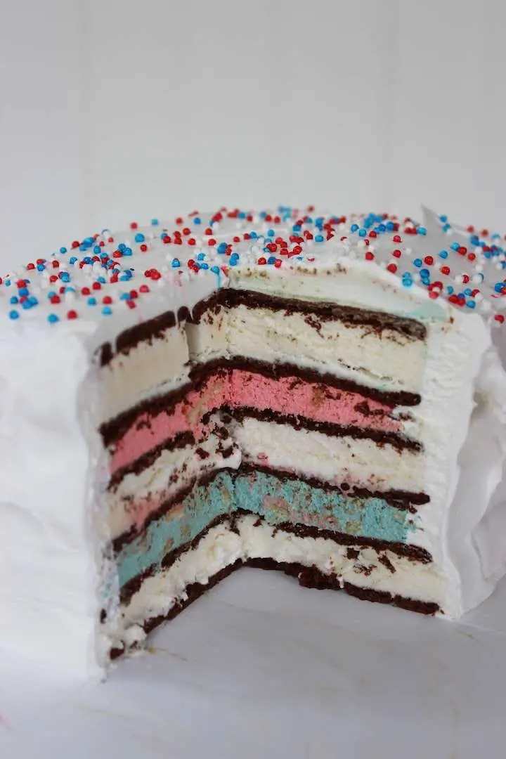Easy Red White and Blue Ice Cream Sandwich Cake