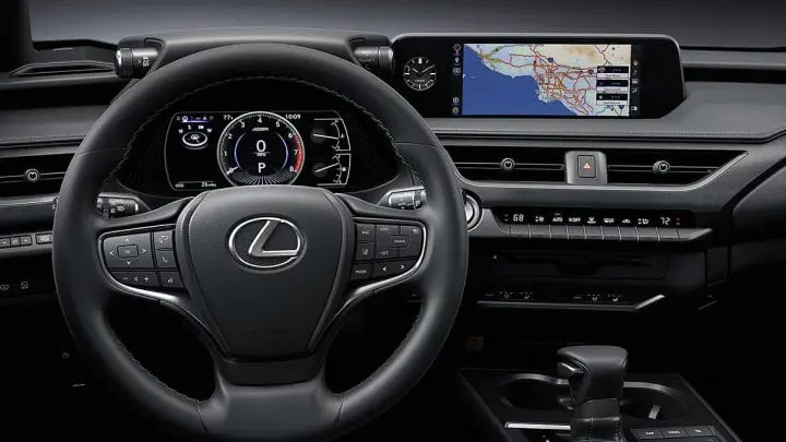 lexus interior steering wheel and infotainment
