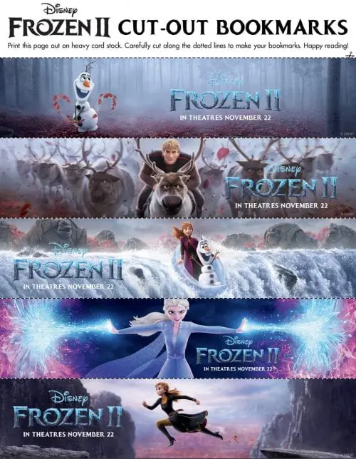 FROZEN II Printables Recipes Activity Sheets and Games #DisneyFrozen Frozen II Bookmarks