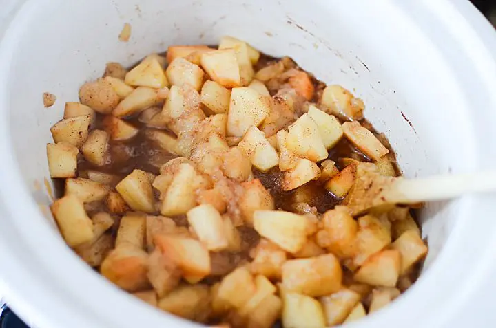 warmed apples in crockpot with spices