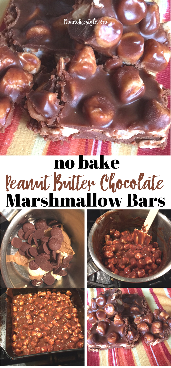 Peanut Butter Marshmallow Chocolate Bars No Bake