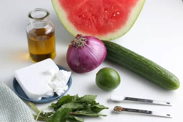 Easy Greek Style Watermelon Feta Mint Salad Recipe
