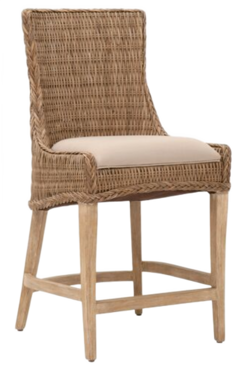 One Kings Lane Greco Wicker Counter Stools, Sand