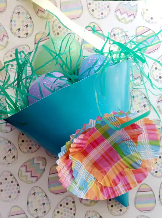 Super Simple Easter Treat Basket made from party hats