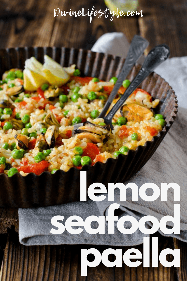 Lemon Seafood Paella Recipe Mussels Shrimp Fish Dinner