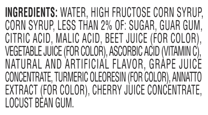 Popsicle Orange Cherry Grape Ingredients