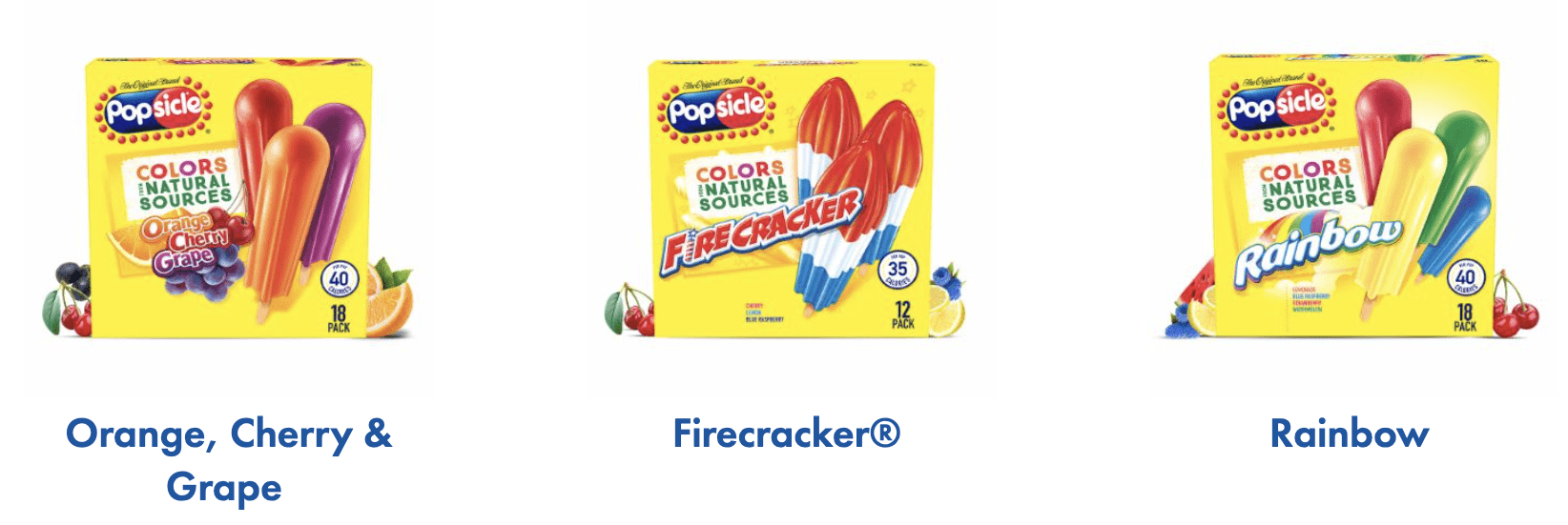 Popsicle Ice Pops Orange Cherry Grape