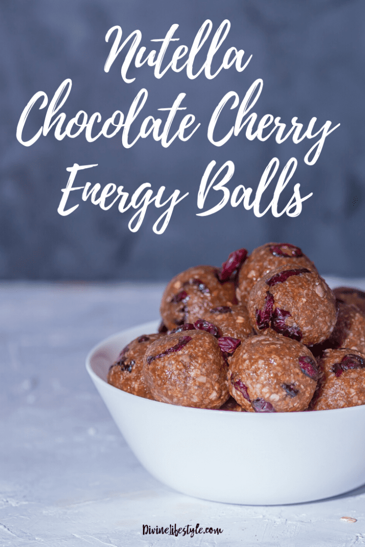 Chocolate Cherry Nutella No Bake Energy Balls