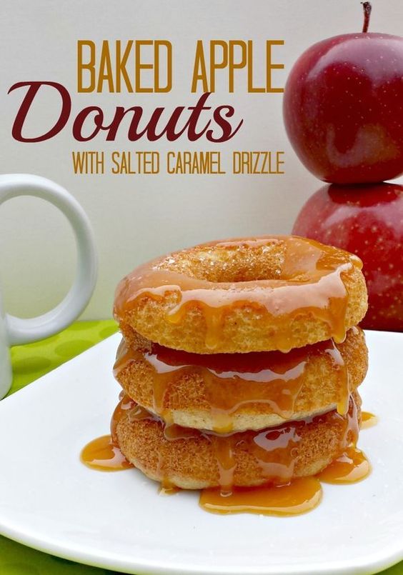 Baked Apple Cider Donuts with Salted Caramel Drizzle Recipe