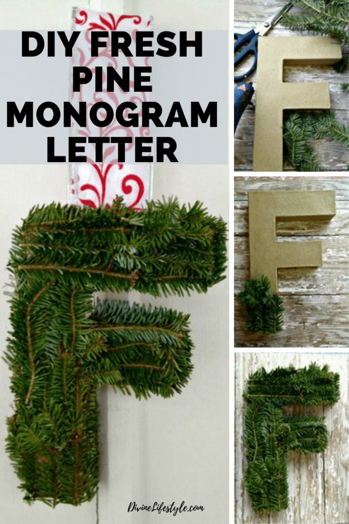 DIY Fresh Pine Monogram Letter Wreath