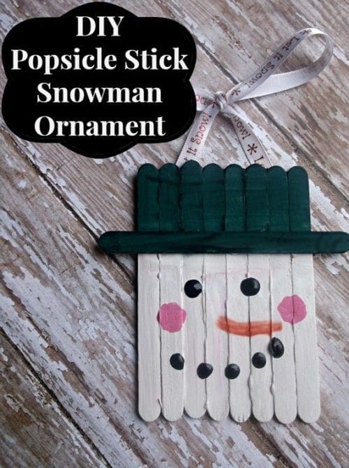 DIY Popsicle Stick Snowman Ornament Christmas Tree
