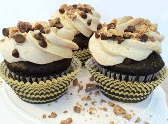 Mocha Chocolate Cupcakes with Caramel Toffee Icing