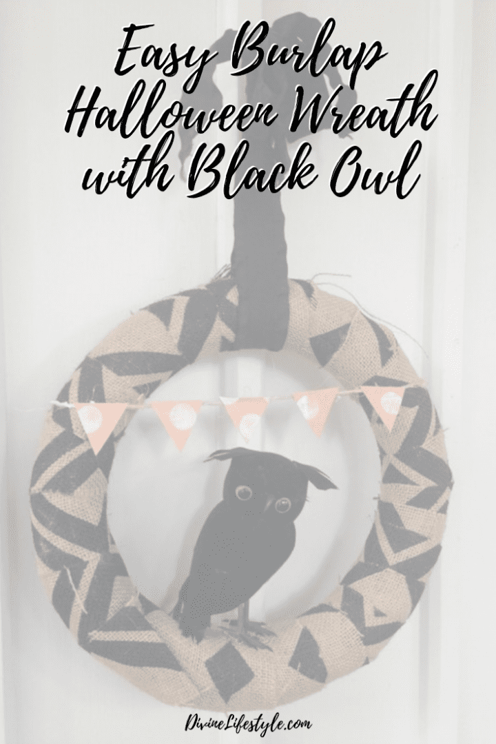 Easy Burlap Halloween Wreath with Black Owl
