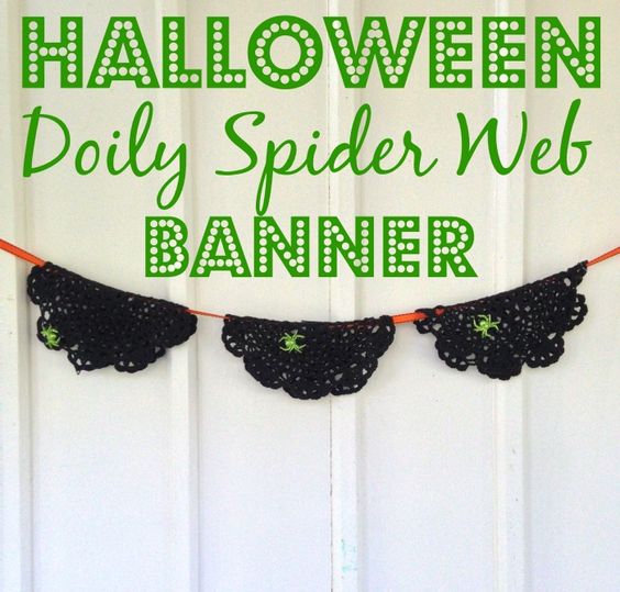  Halloween Doily Spider Web Banner
