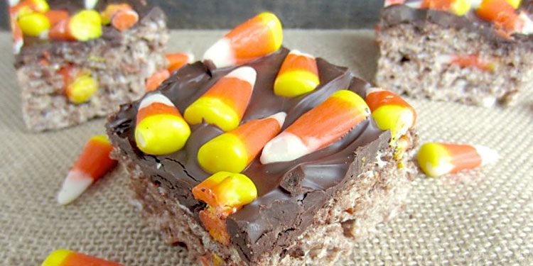 Chocolate Candy Corn Rice Krispies Treats