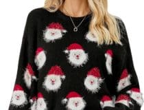 Amazon LUBOT New Ugly Christmas Sweaters for Women Cute Fuzzy Funny Wintertime Holiday Parties Knitted Pullover Sweater Santa