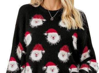 Amazon LUBOT New Ugly Christmas Sweaters for Women Cute Fuzzy Funny Wintertime Holiday Parties Knitted Pullover Sweater Santa