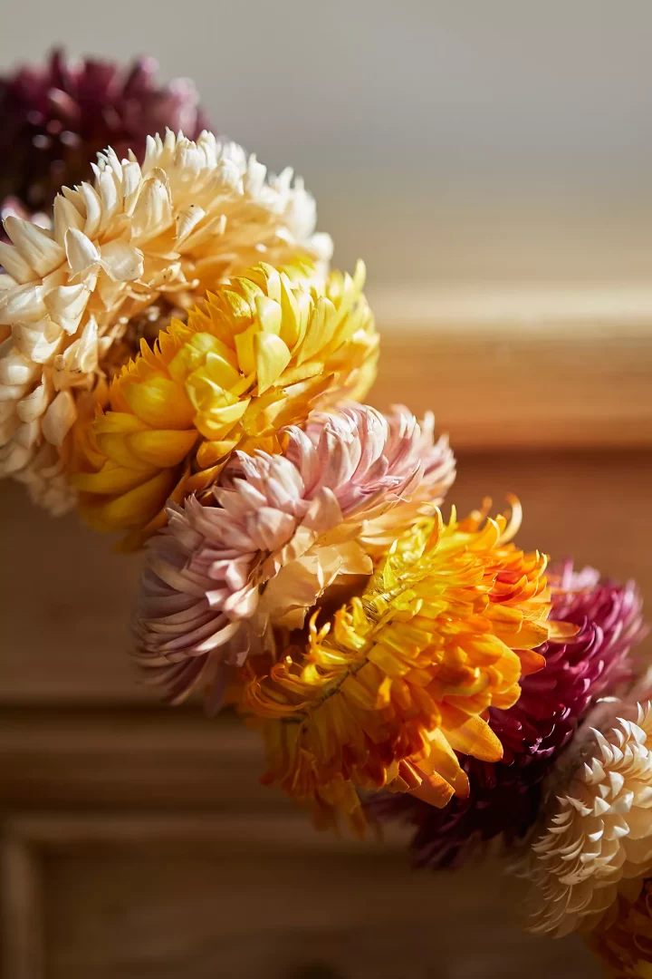 Anthro Preserved Helichrysum Garland cheap thanksgiving table decor