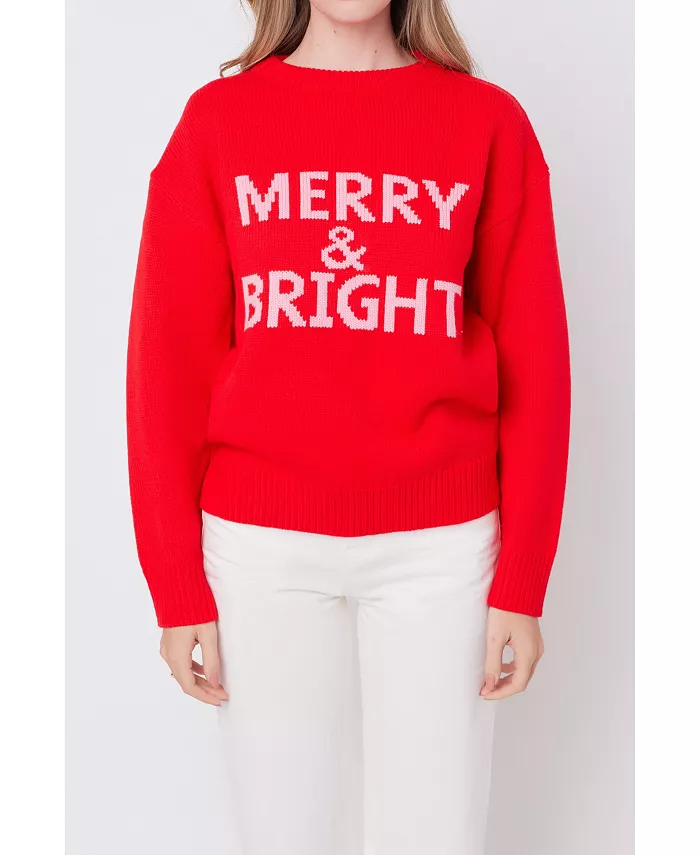 ENGLISH FACTORY Women's Merry and Bright Holiday Sweater, Created for Macy's