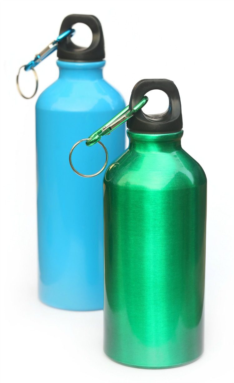 Two water bottle over white background