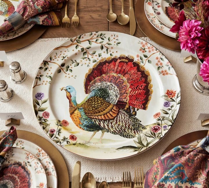 Pottery Barn Botanical Harvest Turkey Serving Platter Thanksgiving Tabletop Decor