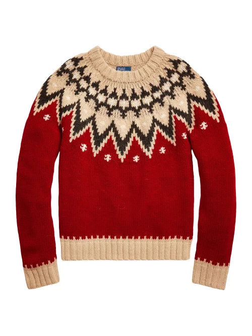 Saks Polo Ralph Lauren Fair Isle Style Wool Blend Sweater