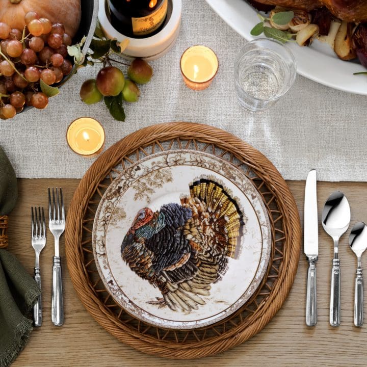Williams Sonoma Plymouth Turkey Dinner Plates Thanksgiving Tabletop Decor turkey centerpieces table ideas