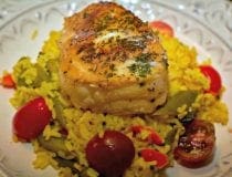 Herb Crusted Halibut with Saffron Rice 1