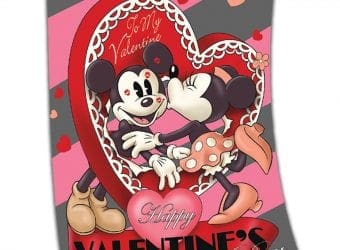 Valentines Day Decor Retro Disney Mickey And Minnie Mouse Valentines Day Vintage Flag by The Hamilton Collection