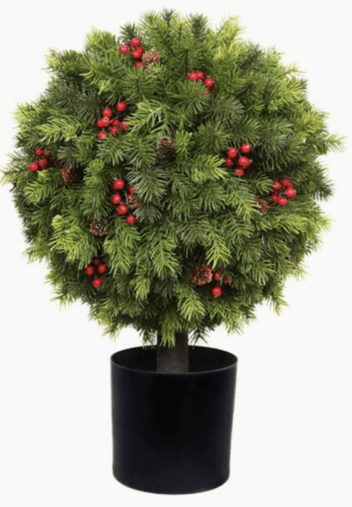 One Kings Lane Potted Pine & Berry Topiary Faux
