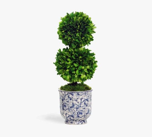 Pottery Barn Faux Double Boxwood Ball Topiary In Ceramic Pot
