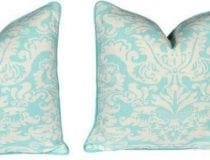 Tropical Accents for Your Home from One Kings Lane Turquoise Damask Pattern Pillows 2841