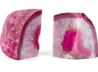 Home Office Inspiration Stylish Pink White Pink Agate Bookends