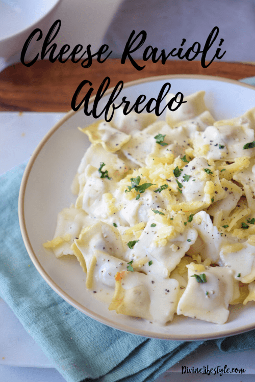 Four Cheese Ravioli with Alfredo Sauce Pasta Dinner