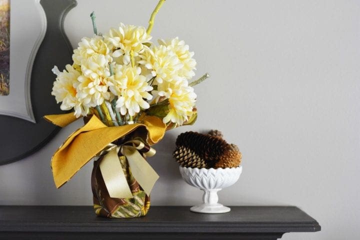 DIY Floral and Fabric Thanksgiving Centerpiece