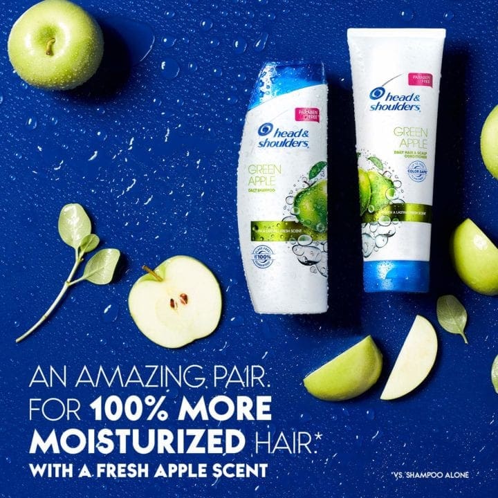 Head and Shoulders Green Apple Shampoo and conditioner packaging of head and shoulders shampoo
