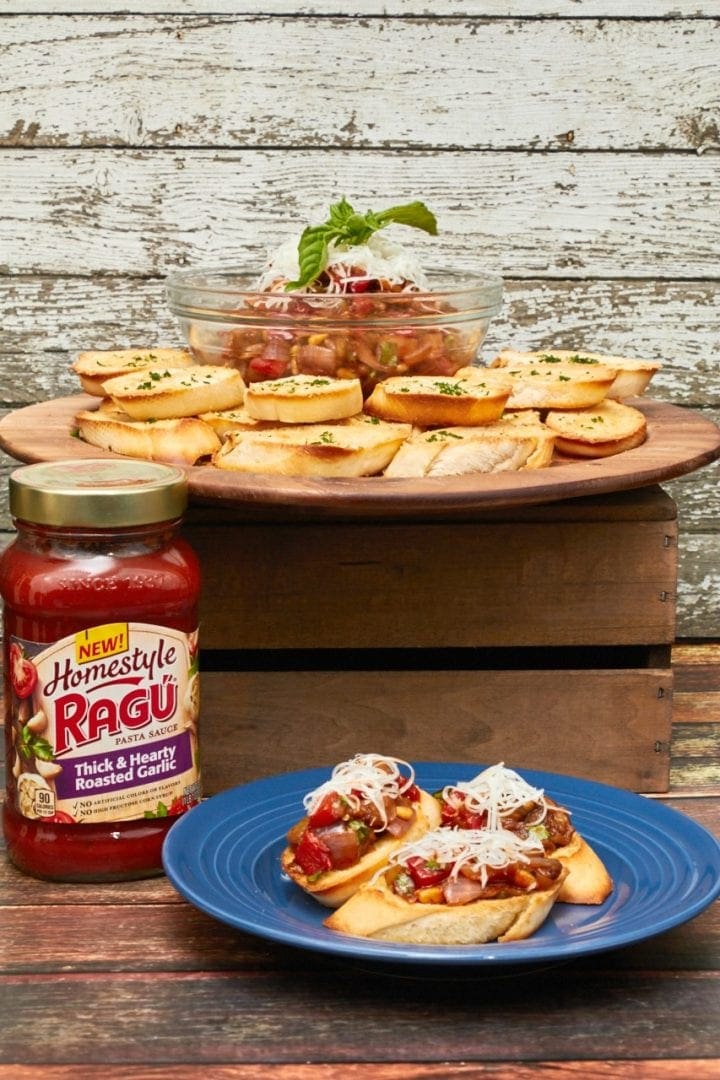 Game Day for the Gourmet: Eggplant Bruschetta Recipe #RaguTailgating