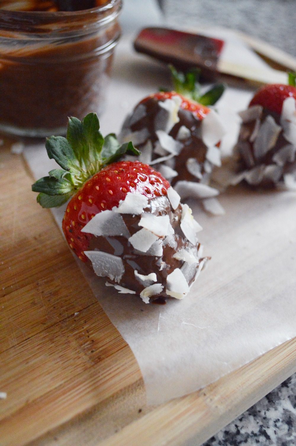 Dark Chocolate Covered Strawberries with Raw Flake Coconut 5