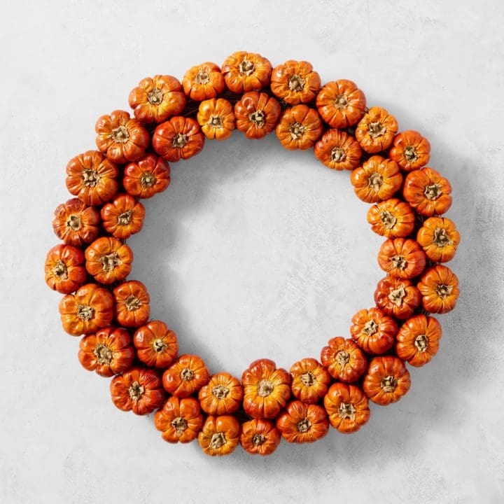 Williams Sonoma Mini Pumpkin Harvest Live Wreath